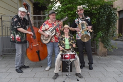 Bernd Bauer Blues Band, von links: Albrecht Widmann am Bass, Bernd Bauer Gitarre und Gesang, Sigrun Lenk Schlagzeug, Heiko Reißmann Blues Harp, Percussion