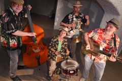 Bernd Bauer Blues Band, von links: Albrecht Widmann am Bass, Sigrun Lenk Schlagzeug, Heiko Reißmann Blues Harp, Percussion, Bernd Bauer Gitarre und Gesang