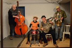 München, Theater Blaue Maus, Stormy Wednesday - Blues Session, Bernd Bauer Bues Band, v. l. Albrecht Widmann, Sigrun Lenk, Bernd Bauer, Heiko Reißmann, 28. Februar 2018